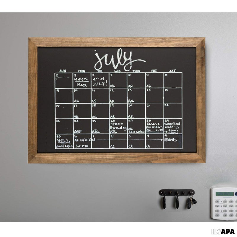 Ilyapa Rustic Wooden Magnetic Kitchen Chalkboard Sign - 20x30 Inch Brown Framed Wall Hanging Chalk Board for Farmhouse Decor, Wedding, Restaurant Menu - Image 4